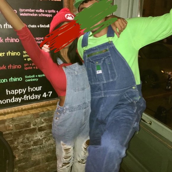 Distressed Overall Jeans, bleached ombre light blue denim - 90s Style - Picture 2 of 8